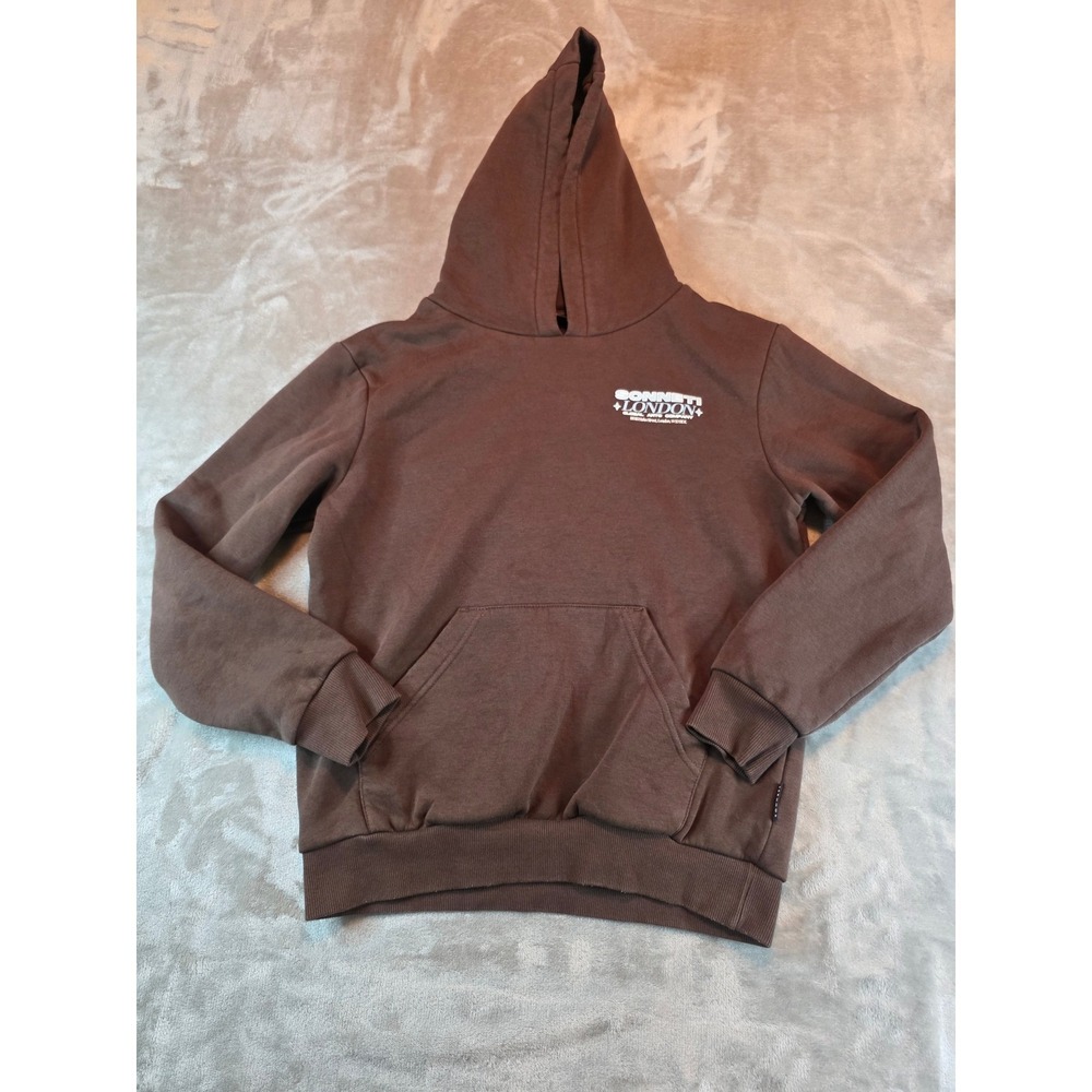 Sonneti Hoodie Mens Small Brown London Global Arts Company Graphic Pullover